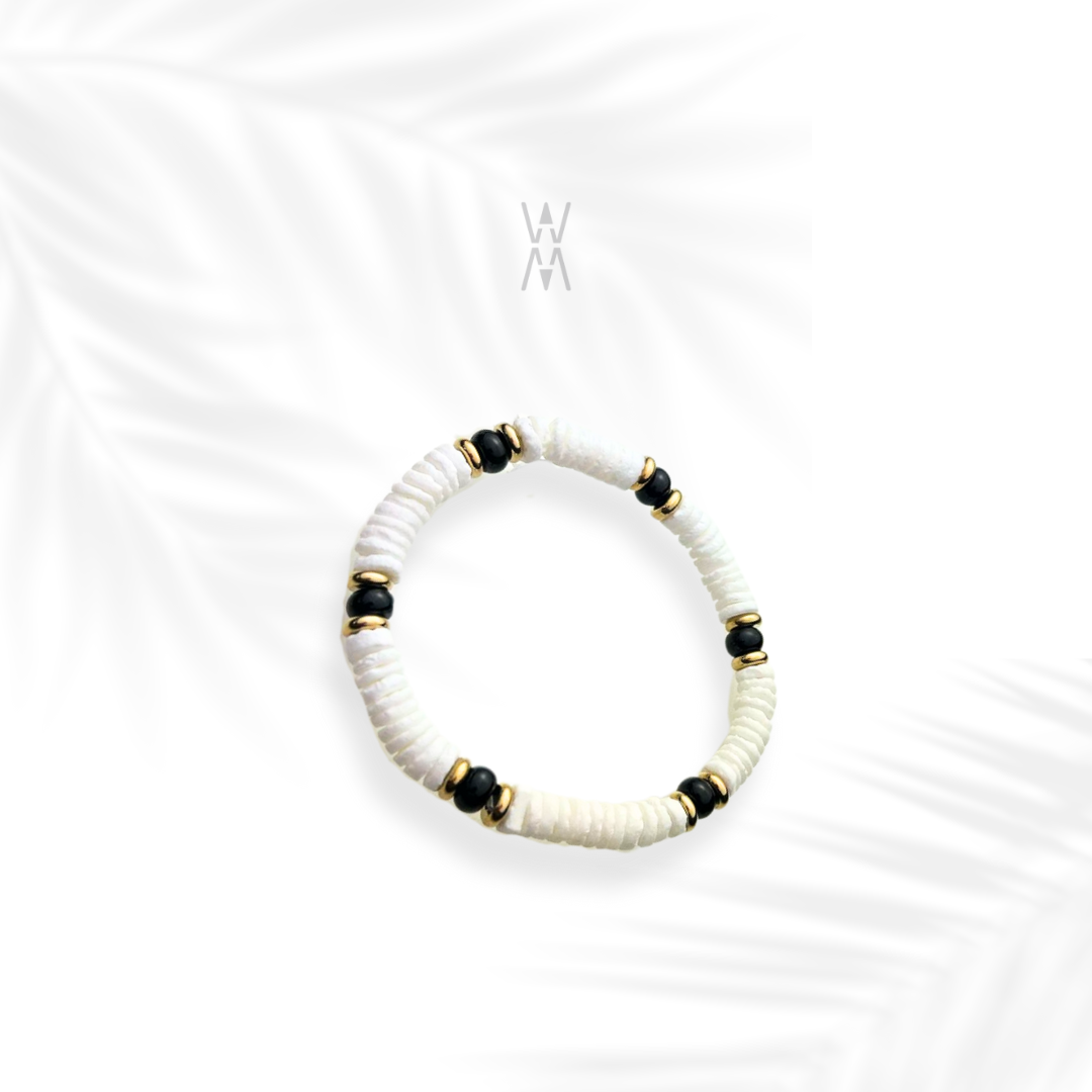 Imani | Bracelet perles Heishi noir et doré