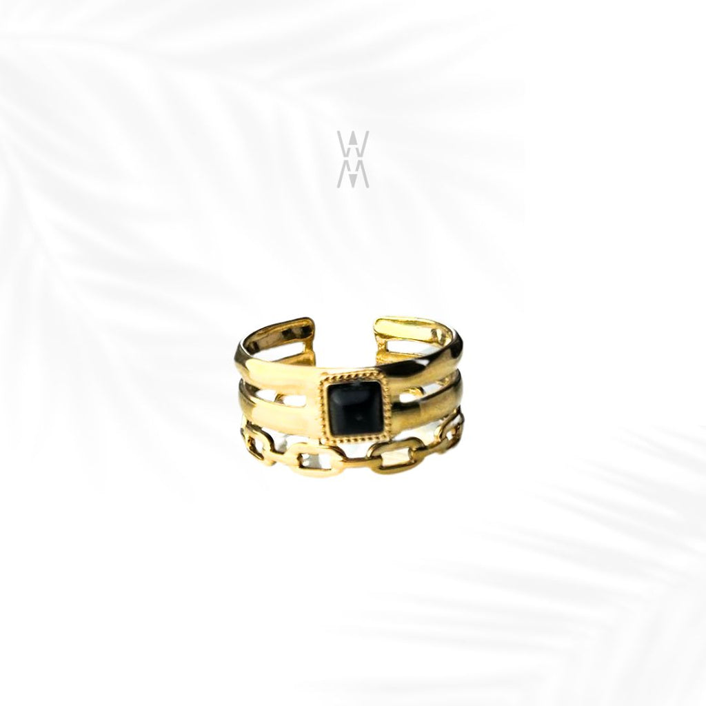 Kazi | Bague dorée et acier inoxydable