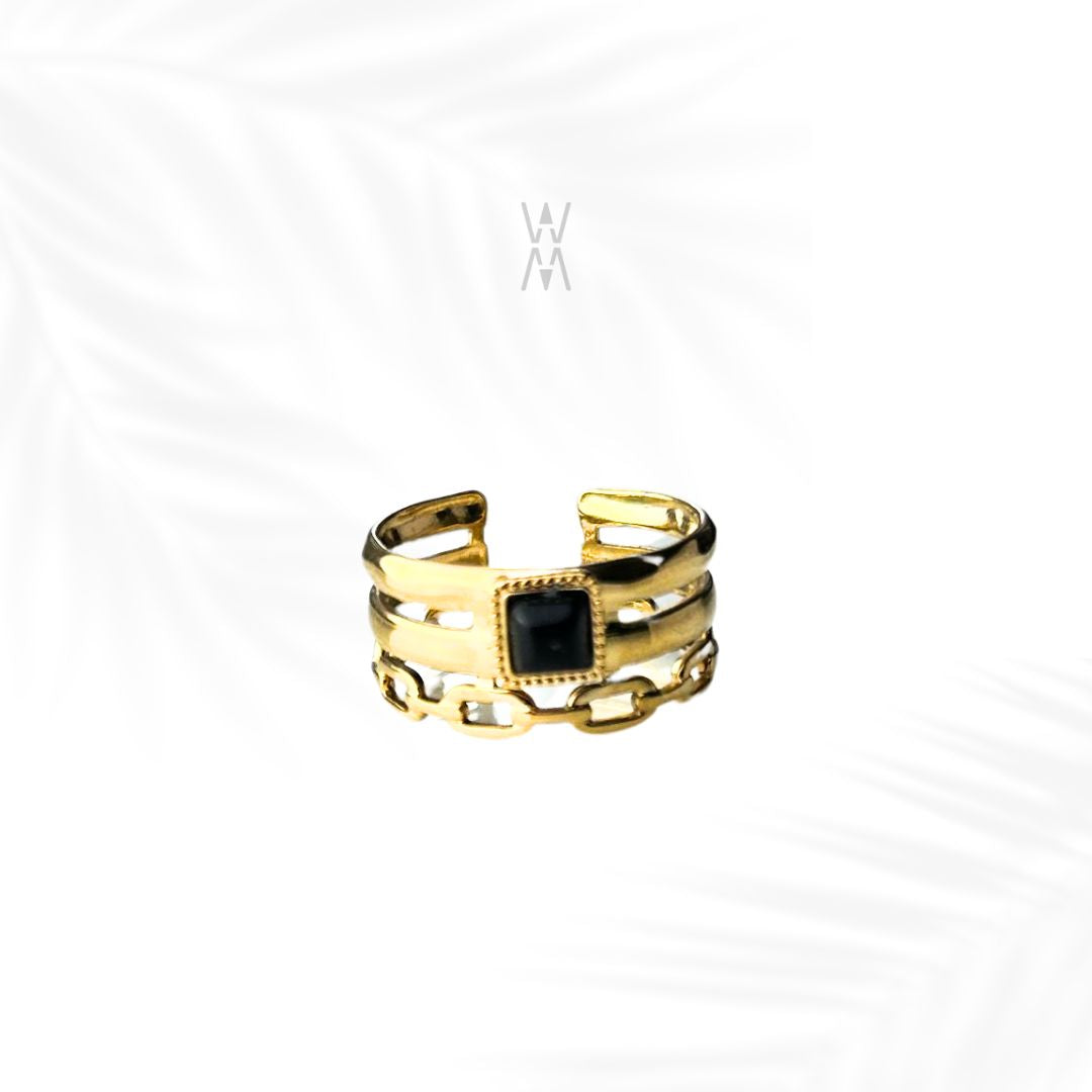 Kazi | Bague dorée et acier inoxydable