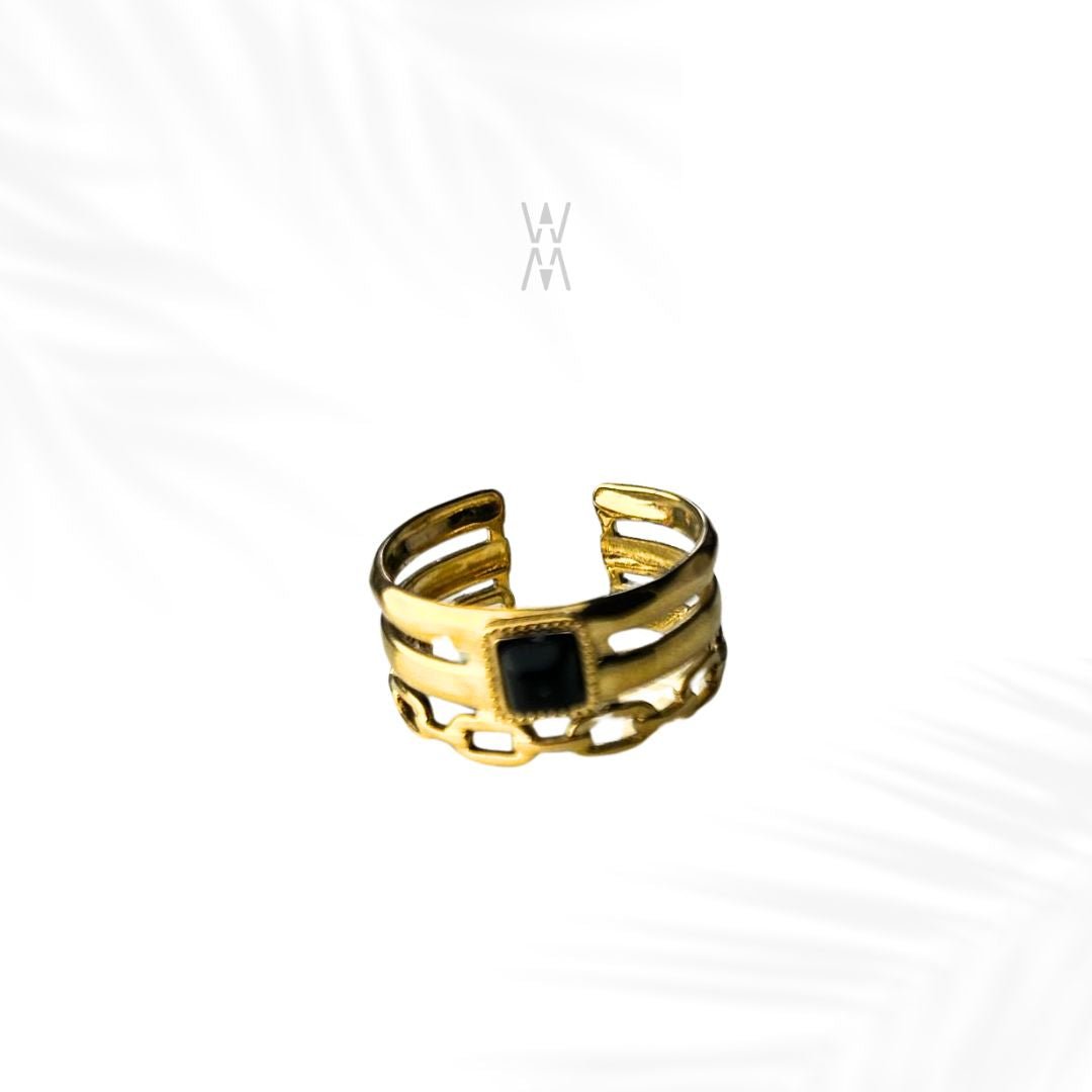 Kazi | Bague dorée et acier inoxydable