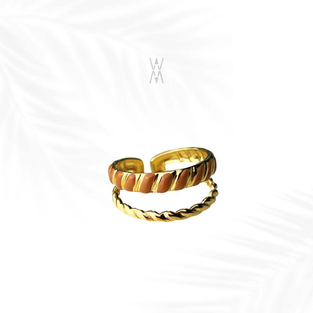 Yara | Bague ajustable dorée en acier inoxydable