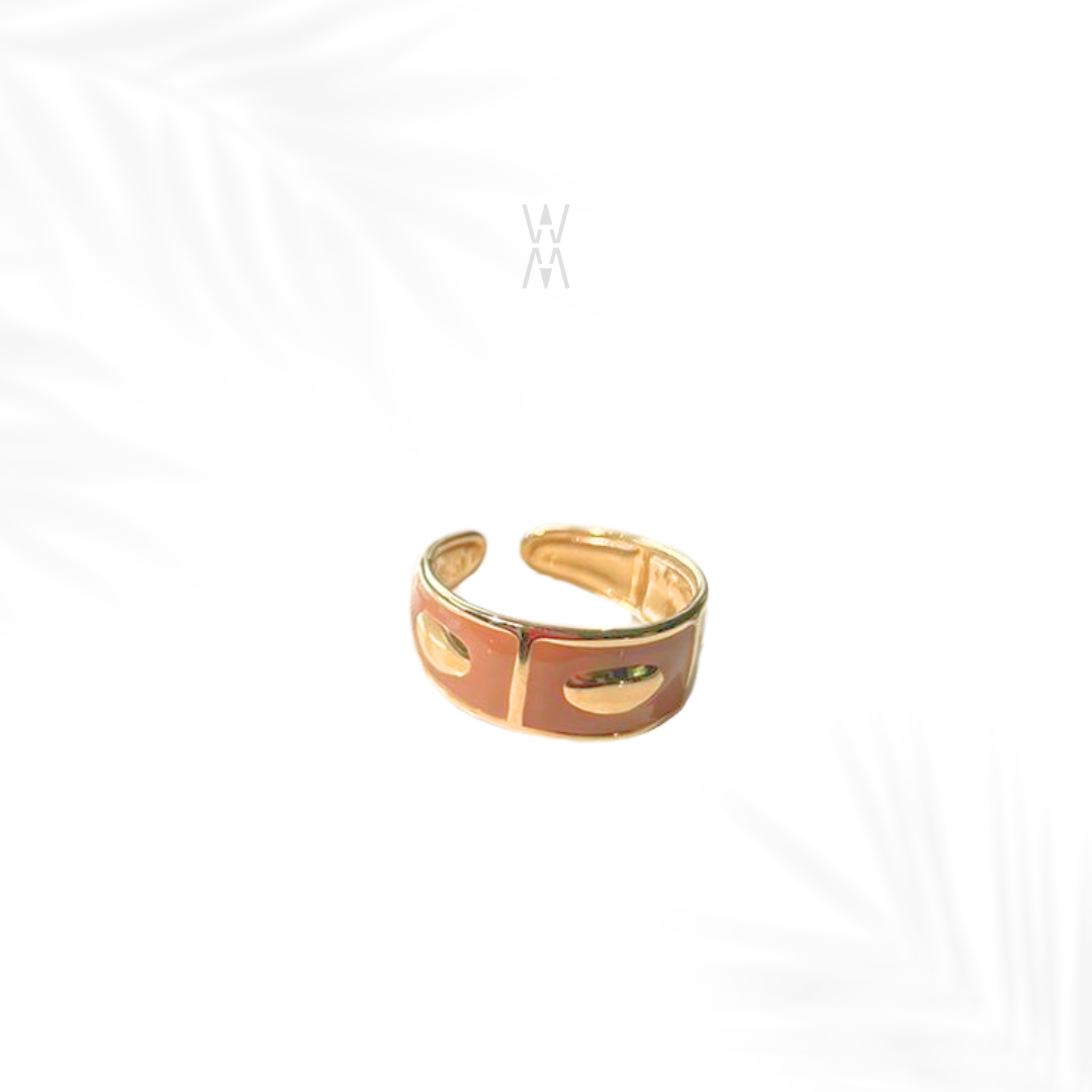 Sanaa | Bague beige/dorée en acier inoxydable