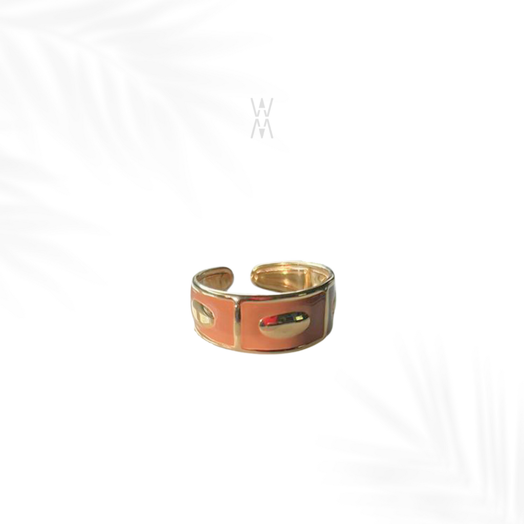 Sanaa | Bague beige/dorée en acier inoxydable