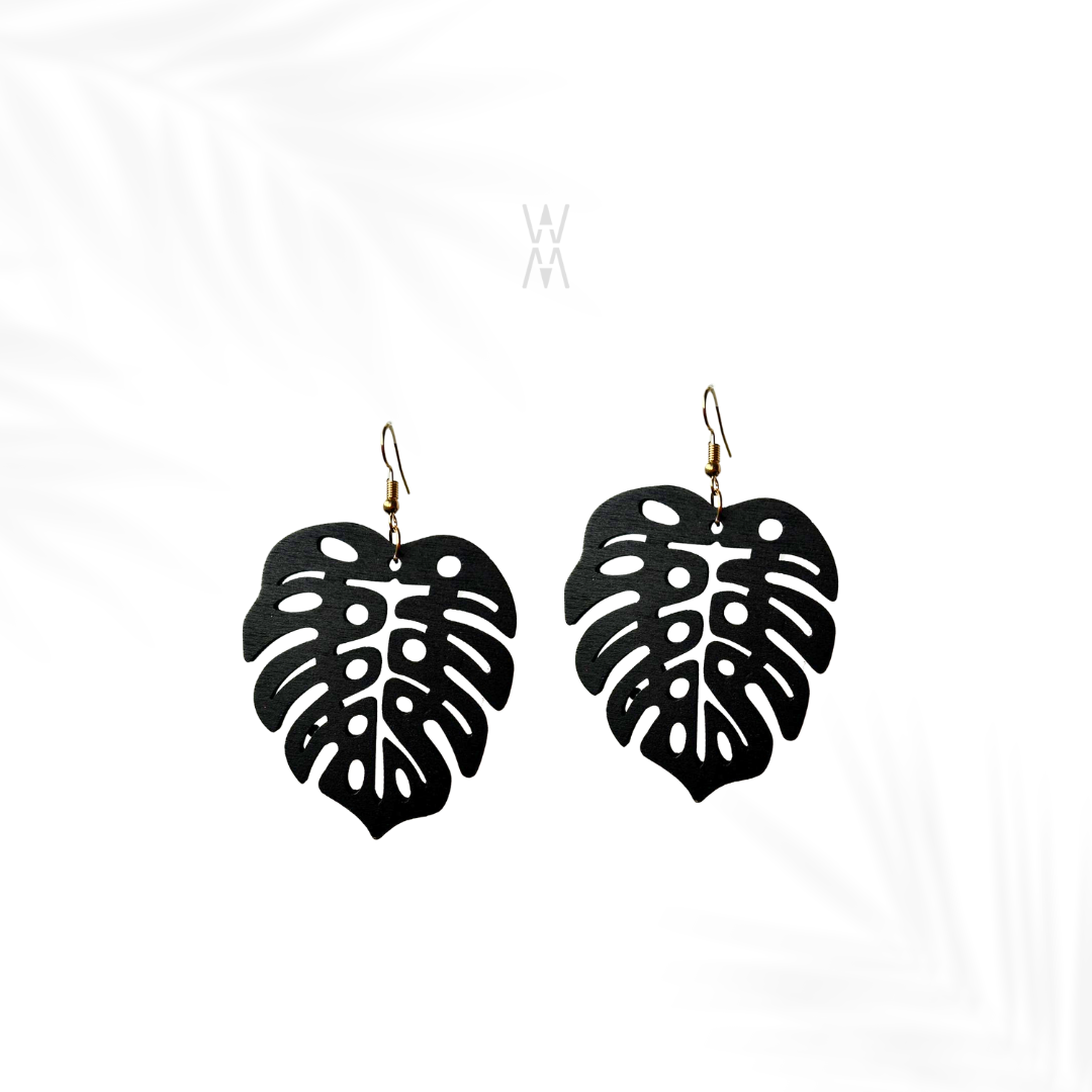 Tropical | Cadeau boucles d'oreilles noires façon bois