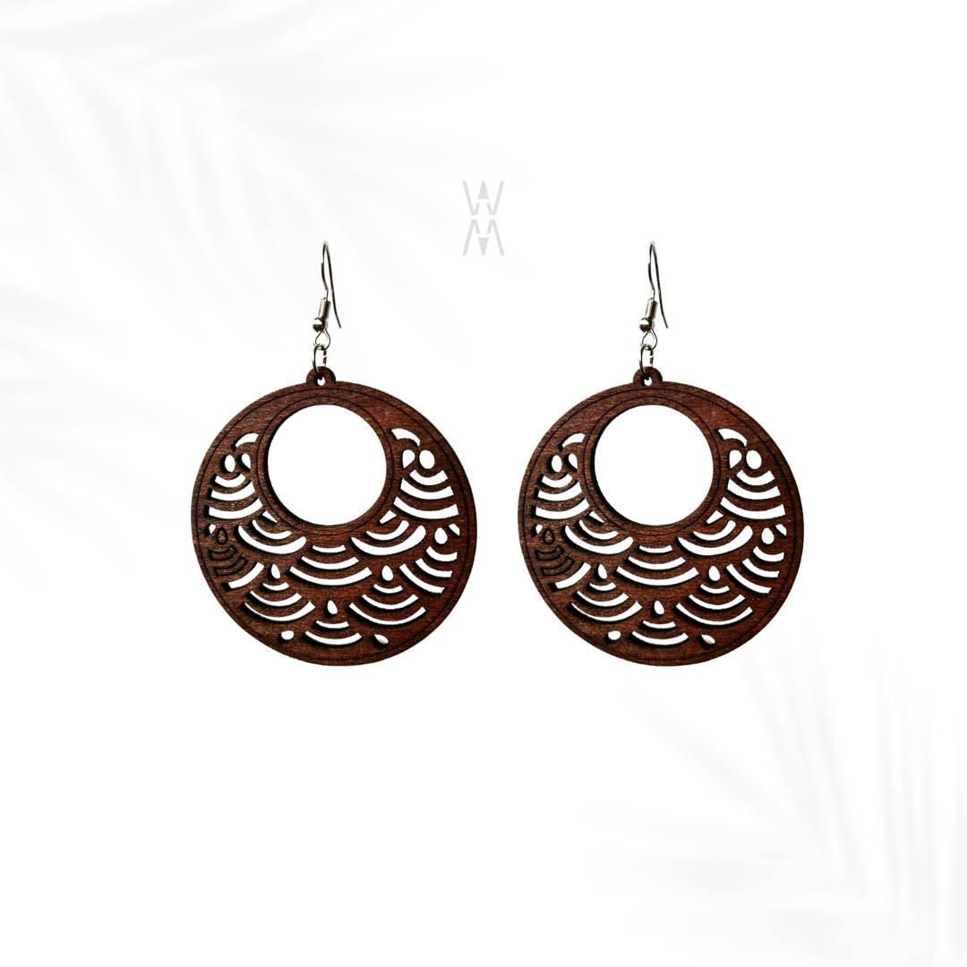 Satou | Cadeau boucles d'oreilles marron foncé façon bois