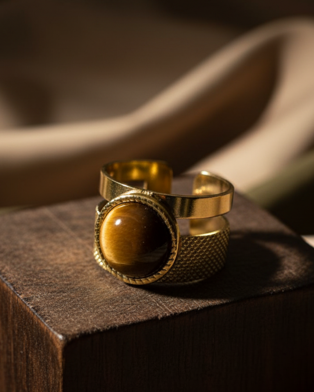 Asha | Bague dorée en acier inoxydable