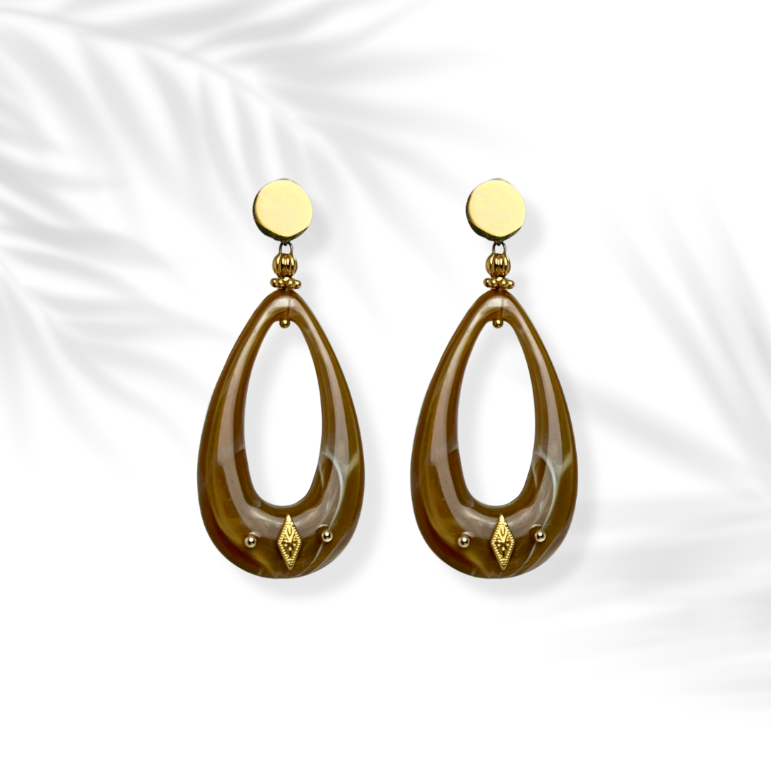 Uzuri | Boucle d'oreille pendante en acier inoxydable